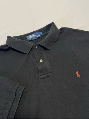 Ralph Lauren Black Polo Shirt with Orange Pony Embroidery